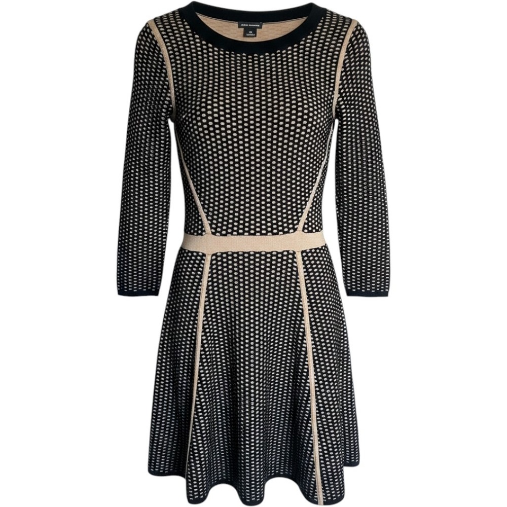 Club Monaco Drop Waist Sweater Dress Women S Stretch Black Tan Indie Sleaze $249